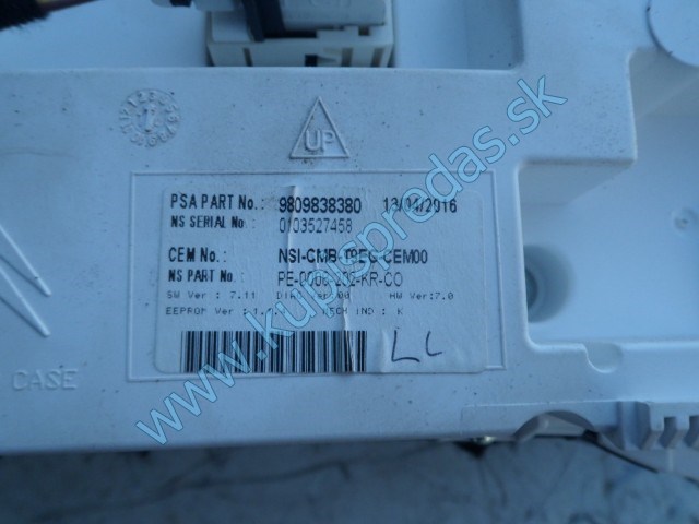 tachometer na peugeot 308 1,6hdi, 9809838380, 013527458